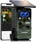 Wifi Trail Camera 4K UHD 30FPS Integrated Solar Powered, Starlight Night Vision Dual Lens 60MP Bluetooth Game Camera with 0.1S Trigger IMX458 Sensors IP66 Waterproof for Wildlife Monitoring