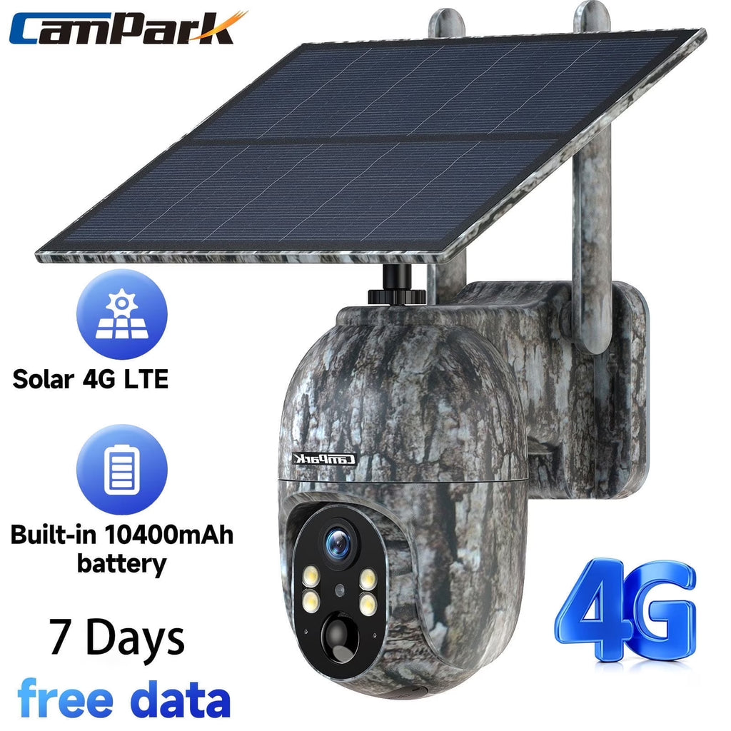 4G LTE Cellular Trail Camera Wireless, Solar Powered Game Camera with 360°Pan 90°Tilt, 1080P HD Night Vision, Motion Activated, Waterproof IP66, Hunting Security Camera with SIM Card, NO Wifi