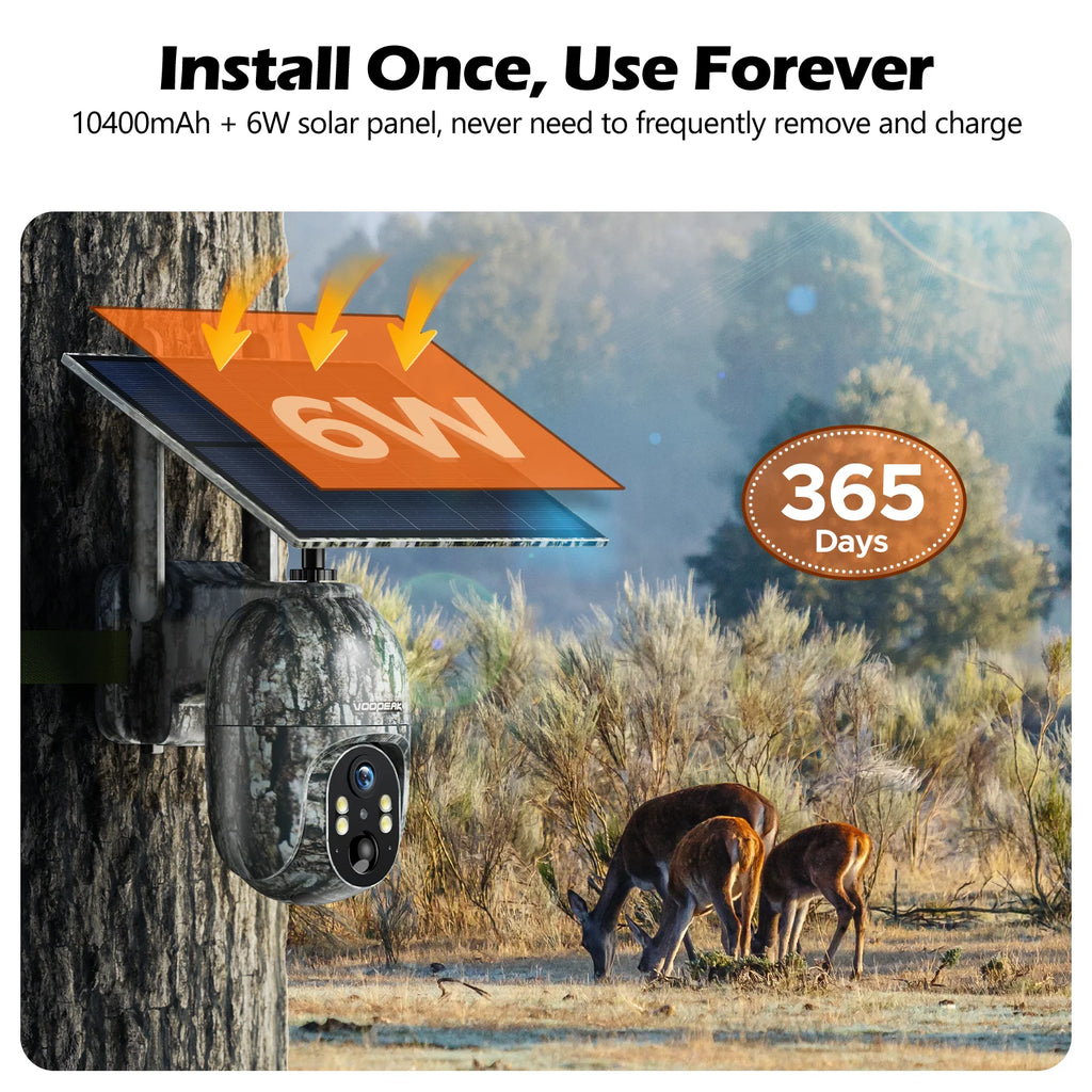 4G LTE Cellular Trail Camera Wireless, Solar Powered Game Camera with 360°Pan 90°Tilt, 1080P HD Night Vision, Motion Activated, Waterproof IP66, Hunting Security Camera with SIM Card, NO Wifi