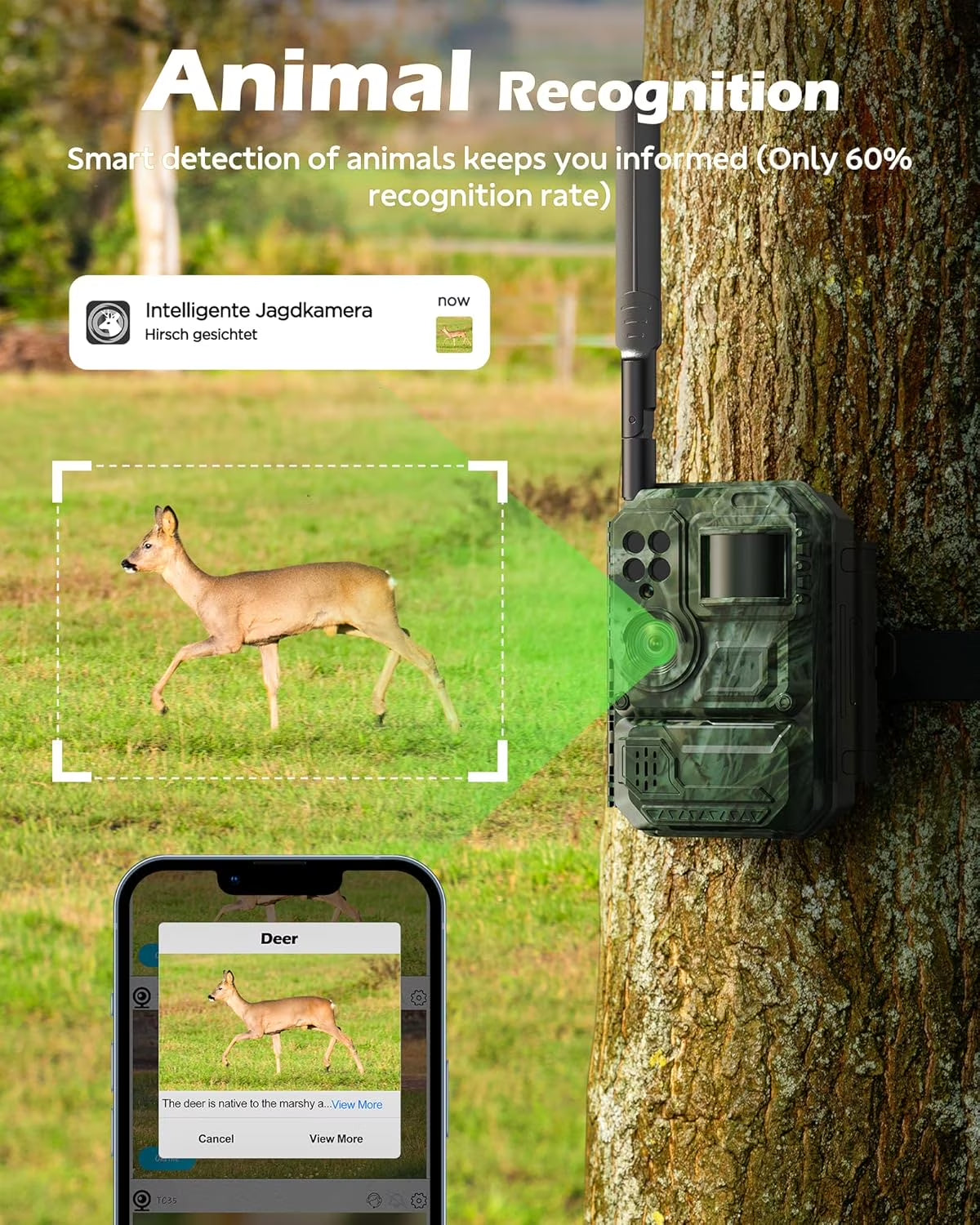 Ultimate 4G LTE Cellular Solar Trail Camera with Live Streaming, Night Vision & Real-Time Wildlife Alerts - Unleash Unlimited Data!