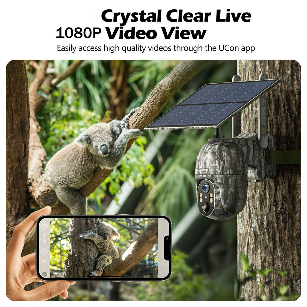 4G LTE Cellular Trail Camera Wireless, Solar Powered Game Camera with 360°Pan 90°Tilt, 1080P HD Night Vision, Motion Activated, Waterproof IP66, Hunting Security Camera with SIM Card, NO Wifi